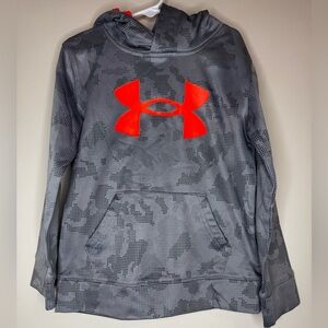 Under Amour Kids Grey Orange Fleece Hoodie Boys Size 6